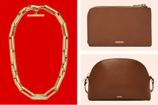 3 Fossil items: necklace, wallet & handbag