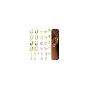 Gold Flat Back Earring Set