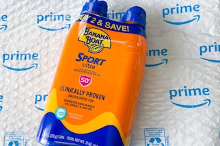 an orange pack of sunscreen 