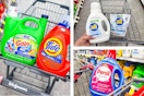 collage image of gain, tide, persil, and all detergent