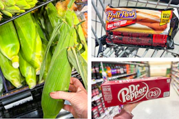 corn hot dogs soda collage