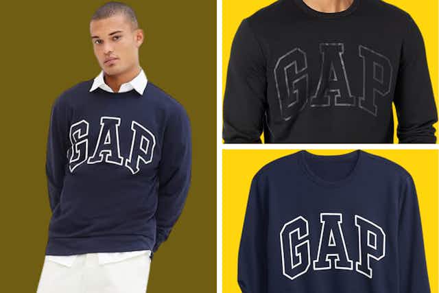 Gap Fleece Crew Sweatshirt, Only $11.39 on Amazon  card image