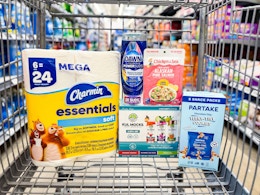 Charmin, Dawn, Chicken of the Sea, Partake & Kul Mocks in Walmart shopping cart