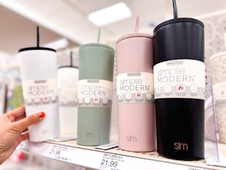 simple modern lidded tumblers sitting on a target shelf