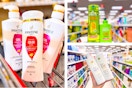 collage image of pantene, garnier, and dove haircare