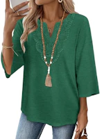 Women's 3/4 Sleeve V-Neck Lace Top