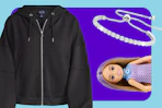 black scubaknit jacket, tennis bracelet, barbie