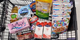 Safeway groceries in a store cart