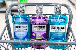 listerine mouthwashes in a walgreens shopping cart
