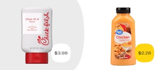 chick fil a sauce for $3.98 versus a similar product from walmart for $2.28