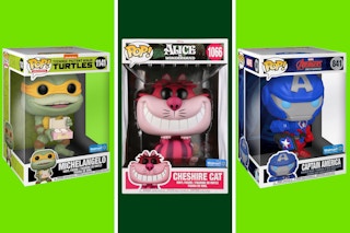 Three Funko Pops: Ninja Turtle, Alice in Wonderland, Avengers