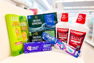 walgreens product haul on store counter