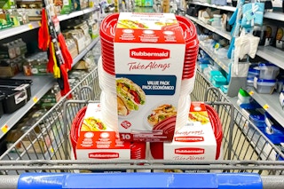 Three Rubbermaid Take Alongs (20 pc sets) in Walmart shopping cart