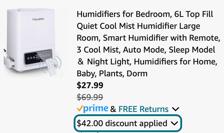 FABULETTA Humidifiers for Bedroom, 6L Top Fill Quiet Cool Mist 