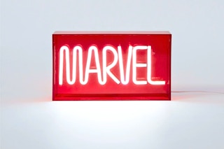 Red Marvel LED acrylic sign