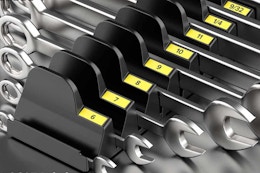 close up of wrench organizer 