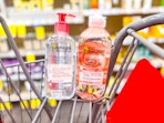 garnier micellar water and cleanser bottles in a cart