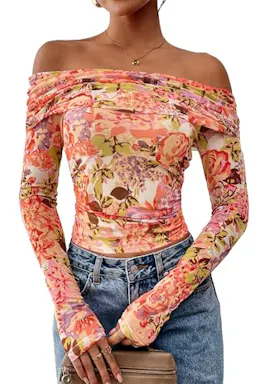 PRETTYGARDEN Women's Floral Mesh Top