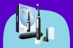 Oral-B iO Deep Clean Rechargeable Electric Powered Toothbrush on a blue background.