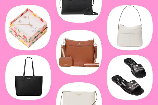Kate Spade Sale: $28 Card Holder, $55 Leather Sandals, and $79 Tote card image