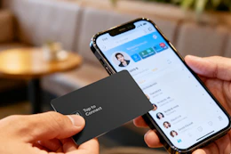 person using digital business card 