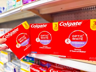 Colgate Optic White Advanced Toothpaste on shelf