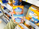 2 Blue Diamond Almond containers stacked on top of each other in Walmart grocery aisle