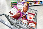 haagen dazs ice cream in a walgreens shopping cart