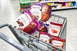 walgreens shopping cart with haagen dazs ice cream
