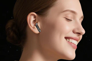 women wearing wireless earbuds