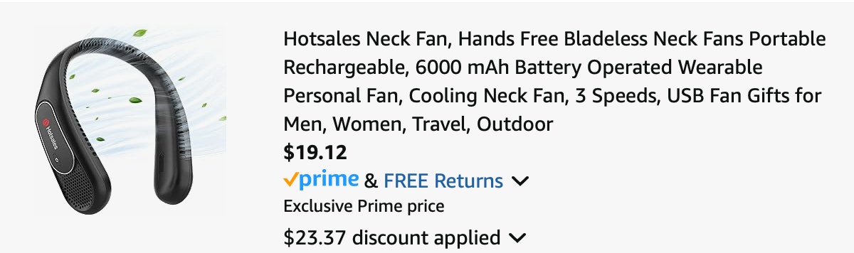 neck fan Amazon receipt