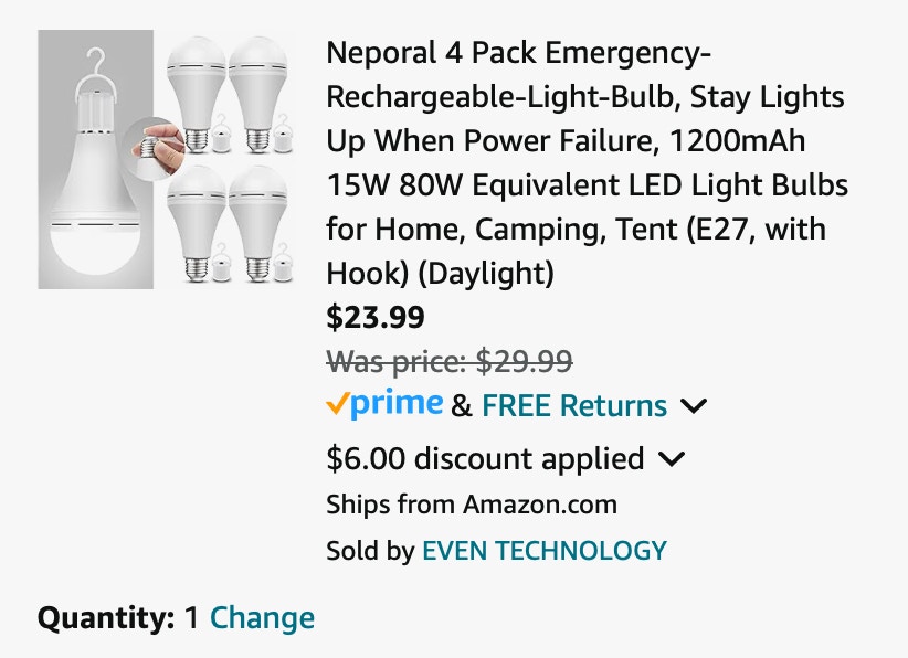 Amazon Emergency Rechargeable Light Bulbs 2024 2