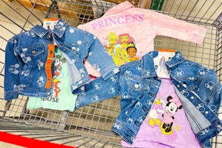 costco kids disney character denim jacket and t-shirt set