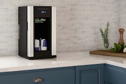 Frigidaire Retro Beverage refrigerator on countertop