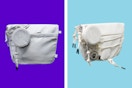 gray and white crossbody bags