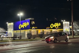 The first-ever CosMc's restaurant in Chicagoland at night.