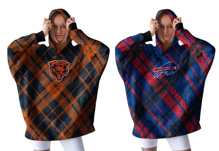 NFL Sherpa Flannel Hoodie Blanket