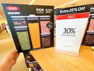 a 5-piece oxo set by a sale sign