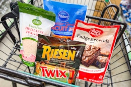 dollar tree groceries in a cart