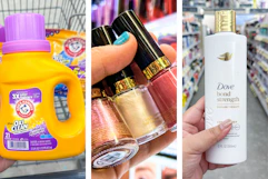 collage with arm & hammer, revlon, and dove products