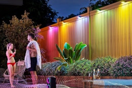 deck lights on in pool area