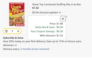 Stove Top Amazon receipt
