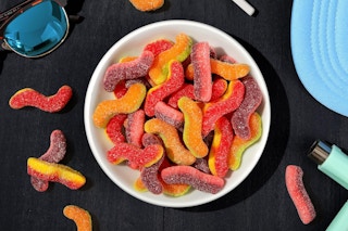 Trolli Sour Brite Duo Crawlers Candy in a bowl