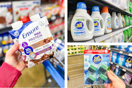ensure, all detergent, and soft scrub side by side walmart cash 10/12/26