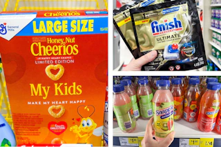 dollar general cheerios, finish, snapple 3-photo collage