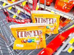 m&ms candies in shopping cart