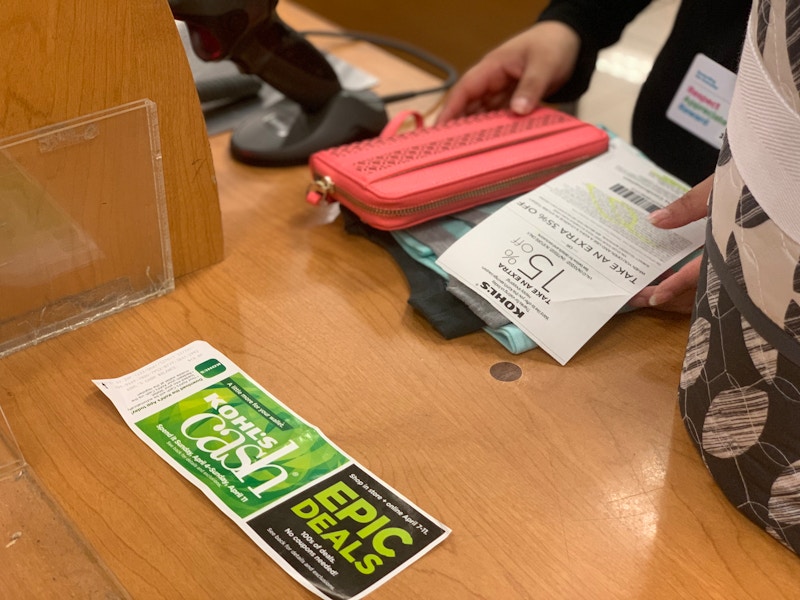 kohls cash and items being checked out