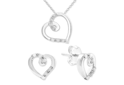 Diamond Heart Jewelry Set