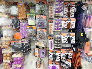 Craft supplies and Halloween decor for sale at dollar tree.