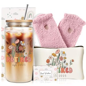 Retirement Gift Set with Glass Cup